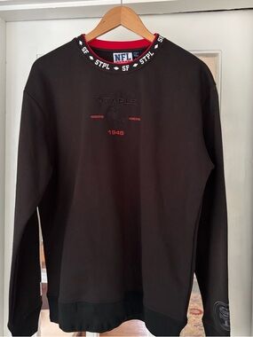 Staple Black Sweatshirt with Red Trim and Embroidered Accents NFL 49ers